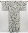 Photo7: 4402T07z1090 Vintage Japanese Kimono Silk KOMON Flower Light gray (7)