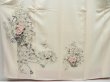 Photo5: 4402T08z940  Japanese Kimono Silk Artist work TSUKESAGE Flower cart Off-white (5)