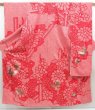 Photo1: 4402T11z1290 Vintage Japanese Kimono Silk FURISODE Chrysanthemum Red (1)