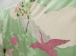 Photo2: 4405T03z1080 Vintage Japanese Kimono Silk FURISODE Flying crane Pistachio green (2)