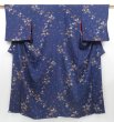 Photo1: 4405T08z580 Vintage Japanese Kimono Silk KOMON Flower Blue-Gray (1)