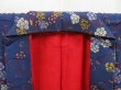 Photo7: 4405T08z580 Vintage Japanese Kimono Silk KOMON Flower Blue-Gray (7)