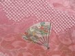 Photo6: 4405T11z980  Japanese Kimono Silk KOMON Folding fan Pink (6)