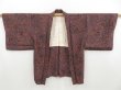 Photo5: 4407T03z570 Vintage Japanese Kimono Silk HAORI Flowers Dark grape (5)