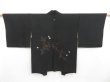 Photo1: 4407T05z580 Vintage Japanese Kimono Silk HAORI Flowers Black (1)