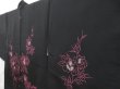 Photo2: 4407T10z550 Vintage Japanese Kimono Silk HAORI Rose Black (2)