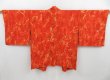 Photo1: 4407T12z540 Vintage Japanese Kimono Silk HAORI Leaf Orangered (1)