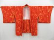 Photo5: 4407T12z540 Vintage Japanese Kimono Silk HAORI Leaf Orangered (5)