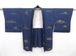 Photo6: 4408T04z600 Vintage Japanese Kimono Silk HAORI House Navy (6)