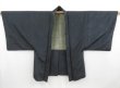 Photo1: 4409T02z540 Vintage Japanese Kimono Silk Men's HAORI  Dark gray (1)