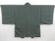 Photo3: 4409T05z650 Vintage Japanese Kimono Silk Men's HAORI  Moss grey (3)