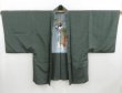 Photo4: 4409T05z650 Vintage Japanese Kimono Silk Men's HAORI  Moss grey (4)