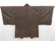 Photo3: 4409T08z430 Vintage Japanese Kimono Silk Men's HAORI Mt.Fuji Dark brown (3)