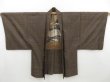 Photo4: 4409T08z430 Vintage Japanese Kimono Silk Men's HAORI Mt.Fuji Dark brown (4)