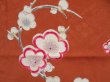 Photo6: 4409T13z760 Vintage Japanese Kimono Jinken KOMON Plum blossom Orange-Brown (6)