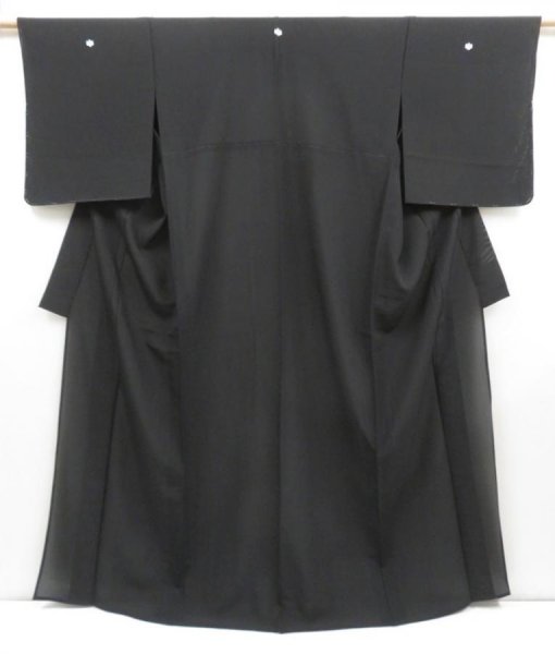 Photo1: 4420T04z600  Japanese Kimono Silk Ro KUROMONTSUKI See through Black (1)