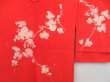 Photo3: 4420T08z580 Vintage Japanese Kimono Silk HAORI Leaf Tomato red (3)