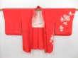 Photo5: 4420T08z580 Vintage Japanese Kimono Silk HAORI Leaf Tomato red (5)