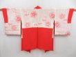 Photo6: 4420T08z580 Vintage Japanese Kimono Silk HAORI Leaf Tomato red (6)