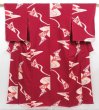 Photo1: 4420T10z620 Vintage Japanese Kimono Silk KOMON Rose Wine red (1)