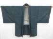 Photo4: 4420T12z700 Vintage Japanese Kimono Silk Men's HAORI Noh mask Blue-Gray (4)