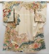 Photo1: 4421T09z880 Vintage Japanese Kimono Silk TSUKESAGE Chrysanthemum Sand beige (1)