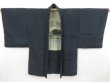 Photo6: 4421T10z700 Vintage Japanese Kimono Silk Men's HAORI Mt.Fuji Dark navy (6)