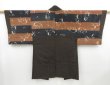 Photo1: 4421T11z900 Vintage Japanese Kimono Silk Men's HAORI Horse Dark brown (1)