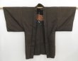 Photo6: 4421T11z900 Vintage Japanese Kimono Silk Men's HAORI Horse Dark brown (6)