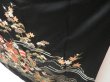 Photo4: 4421T12z1620  Japanese Kimono Silk FURISODE Royal cart Black (4)