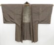 Photo1: 4423T02z480 Vintage Japanese Kimono Silk Men's Oshima HAORI  Brown-Gray (1)