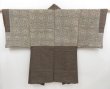 Photo2: 4423T02z480 Vintage Japanese Kimono Silk Men's Oshima HAORI  Brown-Gray (2)