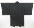 Photo3: 4423T10z580 Vintage Japanese Kimono Silk Men's HAORI  Black (3)