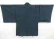 Photo3: 4423T11z860 Vintage Japanese Kimono Silk Men's HAORI  Dark cyan (3)