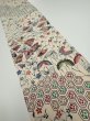 Photo1: 4A10z30  Japanese Kimono Silk  FABRIC Folding fan Off-white 35.4x7.2 (1)