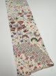 Photo4: 4A10z30  Japanese Kimono Silk  FABRIC Folding fan Off-white 35.4x7.2 (4)