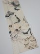 Photo2: 4A10z30  Japanese Kimono Silk  FABRIC Plum tree Off-white 37.0x6.9 (2)