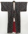 Photo8: 4427T02z670 Vintage Japanese Kimono Silk MEISEN KOMON  Black (8)