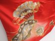 Photo3: 4427T04z1140 Vintage Japanese Kimono Silk FURISODE Folding fan Orange-Red (3)