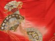 Photo8: 4427T04z1140 Vintage Japanese Kimono Silk FURISODE Folding fan Orange-Red (8)