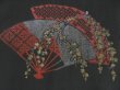 Photo4: 4427T08z500 Vintage Japanese Kimono Silk HAORI Folding fan Black (4)