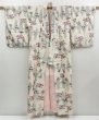 Photo8: 4427T13z660 Vintage Japanese Kimono Silk MEISEN KOMON Off-white (8)