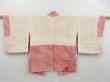 Photo7: 4428T05z390 Vintage Japanese Kimono Silk SHIBORI HAORI Leaf Red-Pink (7)