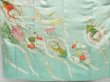 Photo5: 4428T07z1050 Vintage Japanese Kimono Silk FURISODE Crane Mint green (5)