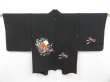 Photo1: 4429T01z600 Vintage Japanese Kimono Silk HAORI Embro Flower cart Black (1)