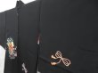 Photo2: 4429T01z600 Vintage Japanese Kimono Silk HAORI Embro Flower cart Black (2)