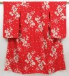 Photo1: 4429T07z660 Antique Japanese Kimono Silk Girl's KOMON Flower Red (1)