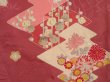 Photo6: 4429T08z610 Antique Japanese Kimono Silk KOMON Plum blossom Dull red (6)