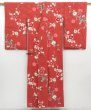 Photo8: 4429T11z810 Antique Japanese Kimono Silk KOMON Plum blossom Dull red (8)