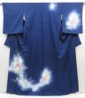 Photo1: 4429T12z940  Japanese Kimono Silk TSUKESAGE Flowers Navy (1)